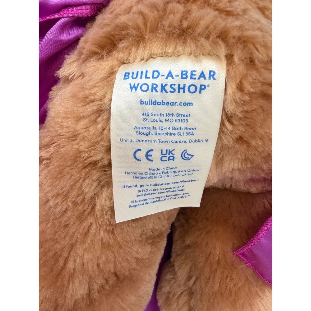 Build-A-Bear Disney Princess Rapunzel Teddy Bear Brown Plush Purple Sequin Dress